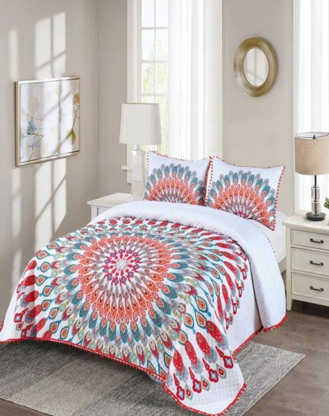 Cubrecama Ligero De Verano Con Pompones - Elegantes 2P *9-1