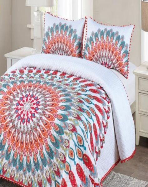Cubrecama Ligero De Verano Con Pompones - Elegantes 2P *9-2