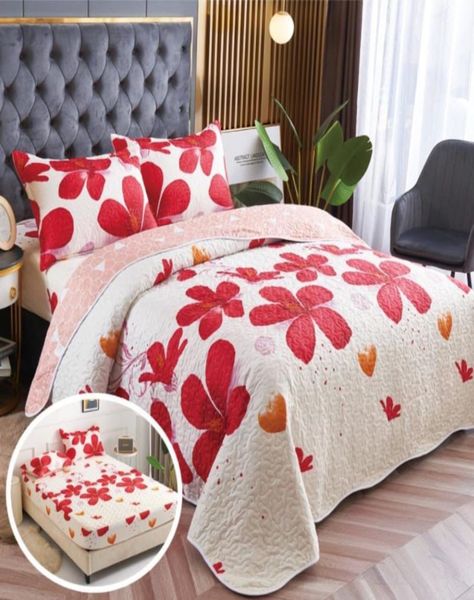 CUBRECAMA QUILT 5 PIEZAS CON JUEGO DE SÁBANAS T02-2