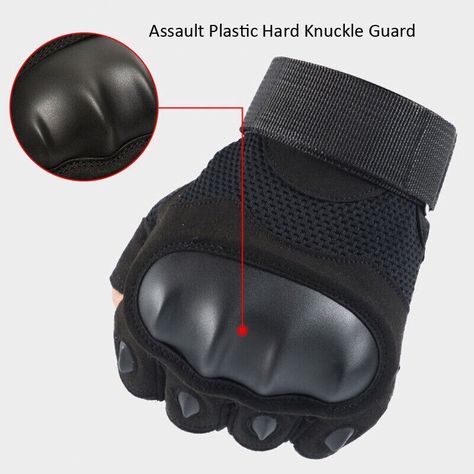GUANTES TÁCTICOS MEDIO DEDO NEGRO-4