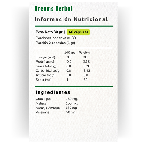 2 X DREAMS HERBAL 500MG 60 CAPSULAS VITAMINA GREEN-1