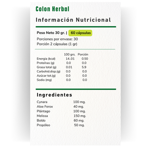 2 X COLON HERBAL 500MG 60 CAPSULAS VITAMINA GREEN-1