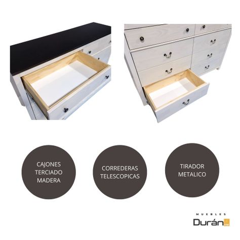 Comoda Madera - Julieta 8 Cajones-5