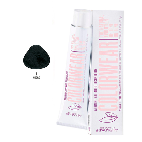 Alfaparf Tintura Vegana Color Wear 100% cobertura canas 1 Negro-0