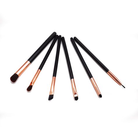 Set de 6 brochas o pinceles de maquillaje para rostro y ojos-0