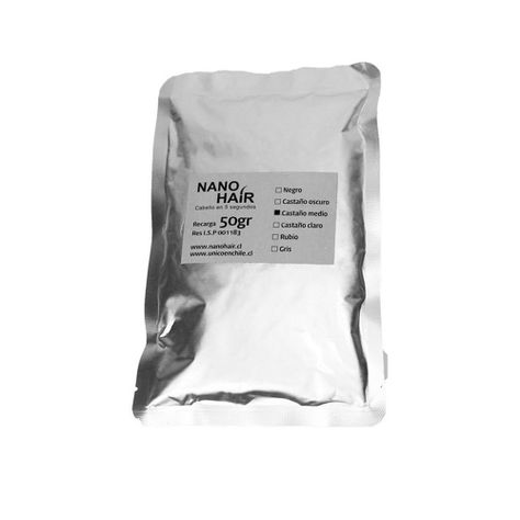 Recarga polvo microfibra Alopecia Nano Hair 50gr Castaño Medio-0