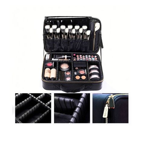 Maleta maquillaje portátil cosmetológica negra -2
