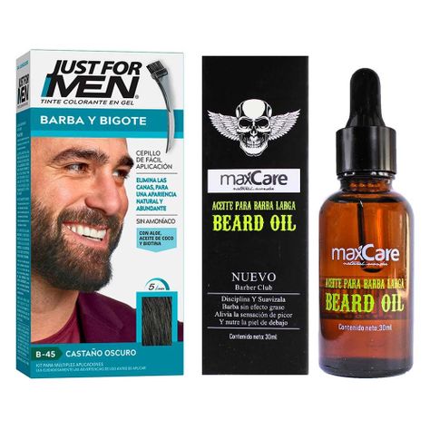 Tinte barba reduce canas en 5 minutos Just For Men + aceite-0