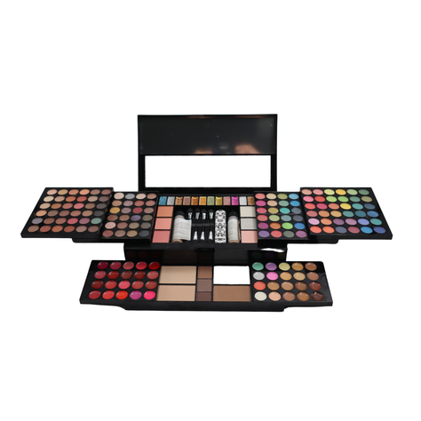 Paleta maquillaje grande sombras labial rubor + set brochas-3