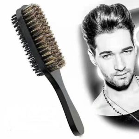 Cepillo barbería doble pelo y barba mango madera 1 pieza-2