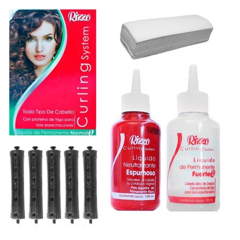 Kit ondulación permanente líquido cabello + bigudíes + papel 16mm-0