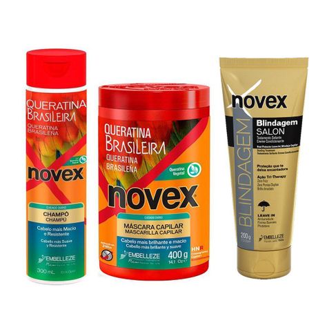 Kit de cuidado capilar queratina Novex cabello dañado-0