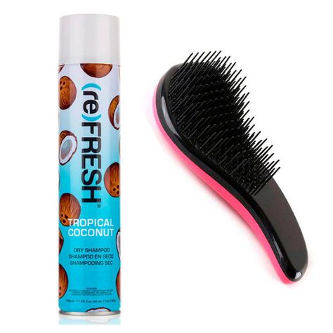 Kit shampoo seco tropical coconut Refresh + cepillo desenredante-0