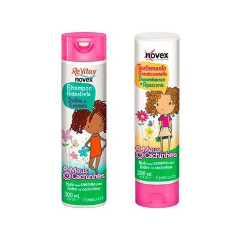 Shampoo + Acondicionador para rulos crespo niñas Novex-1
