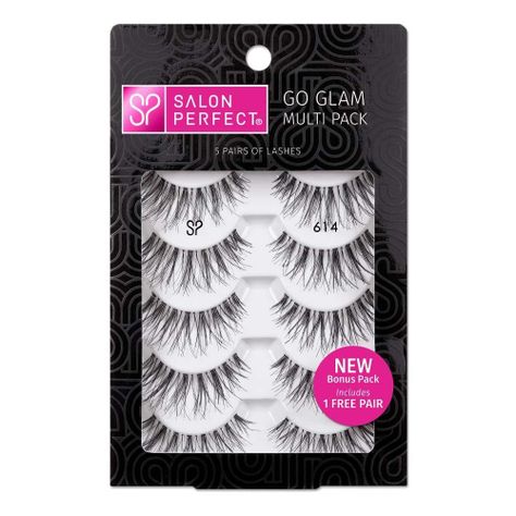5 pares pestañas naturales tira + pegamento negro waterproof Salon Perfect 614-1