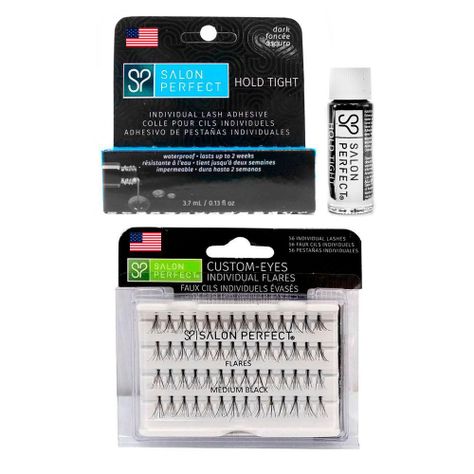 Set pestañas racimo individual medium + pegamento profesional Negro Salon Perfect CVL-0