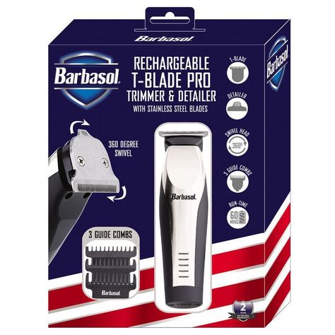 Trimmer T-Blade Cabezal giratorio profesional recargable Barbasol-0