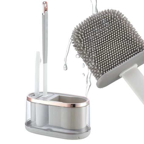 Cepillo Escobilla De Baño De Silicona Con Base-0