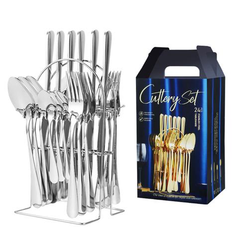 Set De 24 Cubiertos De Acero Inoxidable Deluxe-0