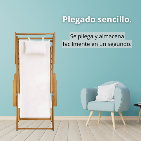 Silla De Playa Reposera Plegable De Lona Y Madera Exteriores-2