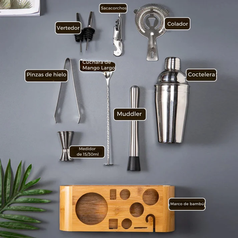 Set Coctelero Bar + Utensilios 10 Pzs Acero Inoxidable-6
