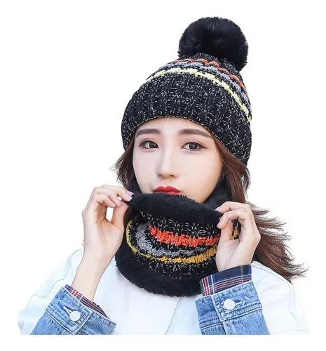 Set Calentador De Gorro Con Bufanda Para Mujer Invierno-0