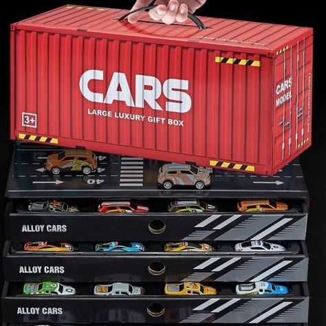 Paquete 48 Autos Pequeños Con Container Para Niños-5