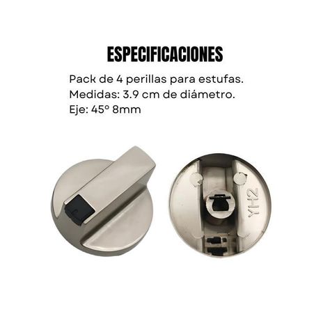 Pack 4 Perillas De Hornos Cocina 8mm-2