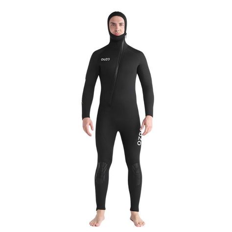 Traje de Neopreno Pesca Surf Buceo Natación 5mm con Capucha-0