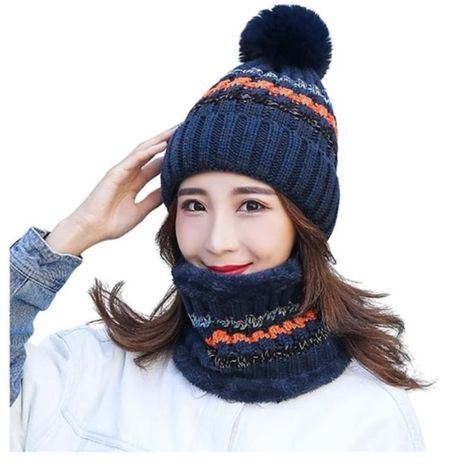 Set Calentador De Gorro Con Bufanda Para Mujer Invierno-0