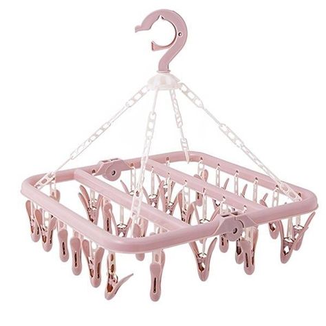 Colgador De Calcetín Ropa Interior De 32 Clips Plegable-0