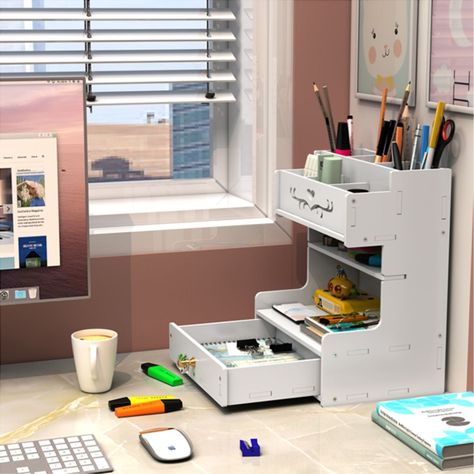 Organizador De Escritorio Almacenamiento Con Repisa Cajones-2