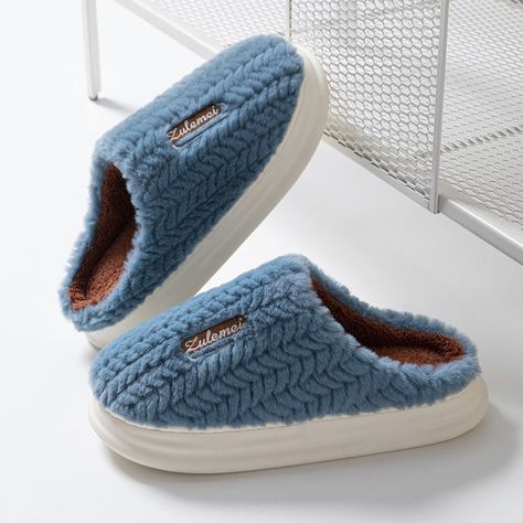 Pantuflas Con Felpa Interior Hombre Mujer Unisex - Azul-1