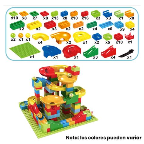 Bloques Tobogan Con Base 168 Piezas Construcción Accesorios-3