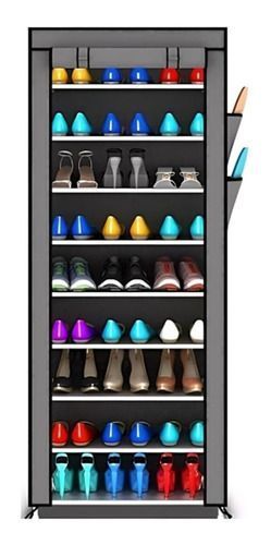 Zapatero Organizador De Zapatos 9 Pisos Con Funda Color Gris-0