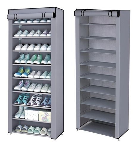 Zapatero Organizador De Zapatos 9 Pisos Con Funda Color Gris-1