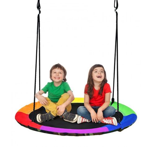 Columpio Redondo Multicolor Infantil Colgante Para Exterior-2