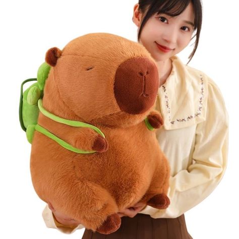 Peluche De Capibara Kawaii Carpincho Mochila Tortuga 50Cm-1
