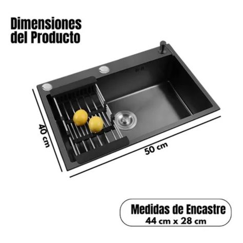 Lavaplatos Mate Acero Inoxidable 44x28 Encastre-2