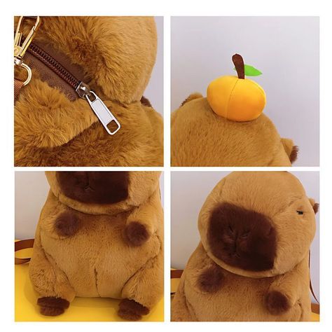 Mochila De Felpa Capibara Kawaii Para Niños Unisex-4