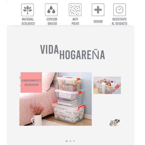 Set De 3 Caja de Almacenamiento de Plastico y Tapa-3