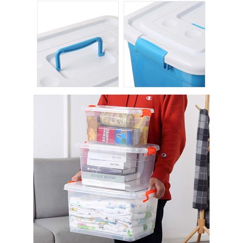 Set De 3 Caja de Almacenamiento de Plastico y Tapa-1