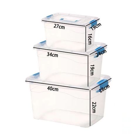 Set De 3 Caja de Almacenamiento de Plastico y Tapa-2