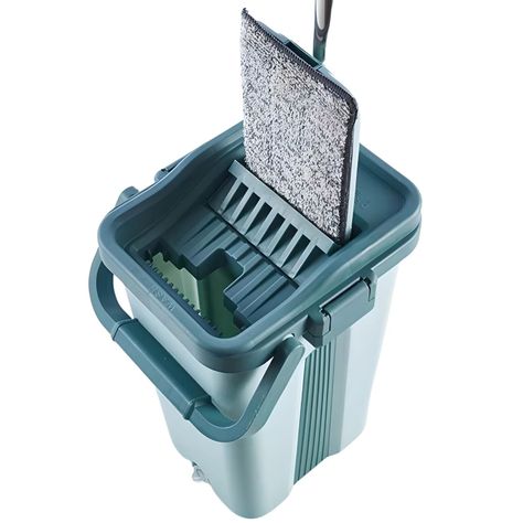 Trapeador Escurridor Mopa Rotativa Gris Con Repuesto-1