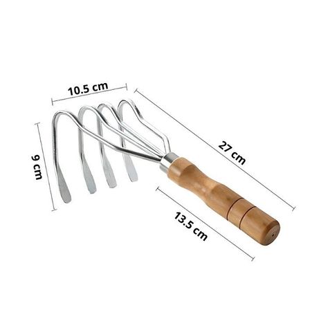 Rastrillo de 4 Dientes Mango Ergonómico Acero Inoxidable-1