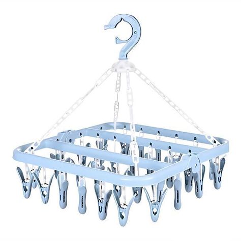 Colgador De Calcetín Ropa Interior De 32 Clips Plegable-0