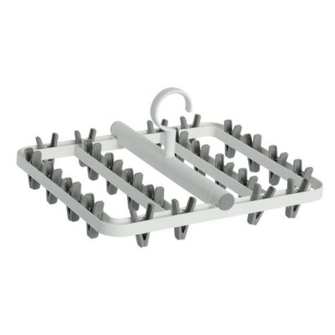 Colgador De Calcetín Y Ropa Interior 24 Clips Plegable Gris-0
