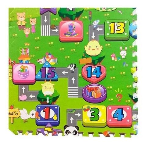 Alfombras Piso Goma Eva Estampado Set 4 Cuadros 60x60cm-1