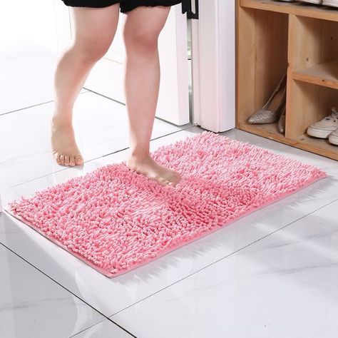 Alfombra Baño Microfibra Bajada Ducha Absorbente 50 X 80 Cm - Rosado-0