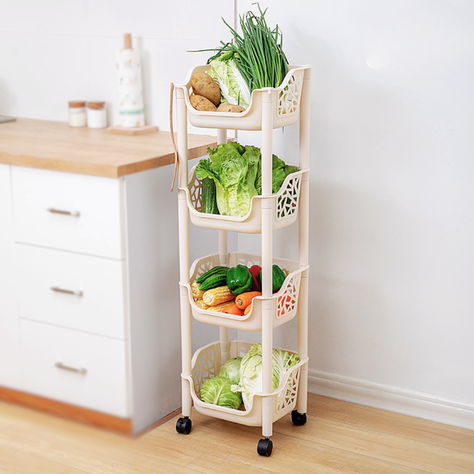 Cesta De Almacenamiento 4 Niveles Estante Cocina Con Ruedas-1